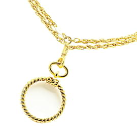 Chanel-Chanel Coco Mark Magnifying Glass Round Necklace-Golden