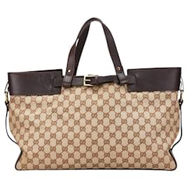 Gucci-Gucci GG Canvas Tote Bag-Brown,Beige