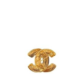 Chanel-Chanel Matelasse Coco Mark Brooch-Golden
