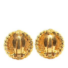 Chanel-Chanel Coco Mark Round Clip Earrings-Golden