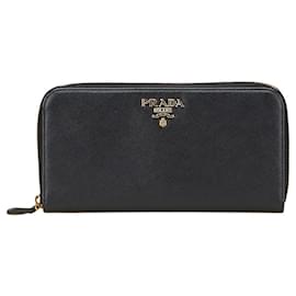Prada-Prada Long Wallet in Black Leather-Black