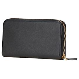 Prada-Prada Long Wallet in Black Leather-Black