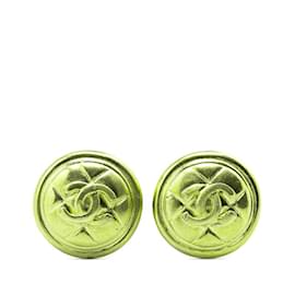 Chanel-Chanel Matelasse Coco Mark Gold Plated Clip Earrings-Golden