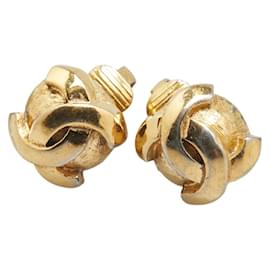 Chanel-Chanel Coco Mark Gold Plated Clip Earrings-Golden