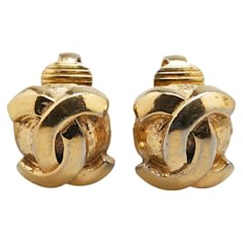 Chanel-Chanel Coco Mark Gold Plated Clip Earrings-Golden