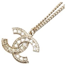Chanel-Chanel Coco Mark Rhinestone Necklace-Golden