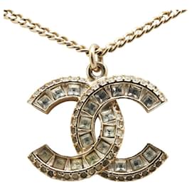 Chanel-Chanel Coco Mark Rhinestone Necklace-Golden