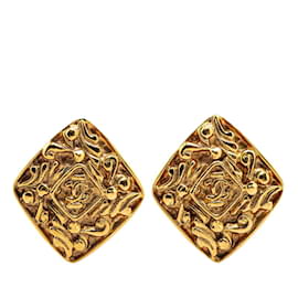 Chanel-Chanel Coco Mark Gold Plated Clip Earrings-Golden