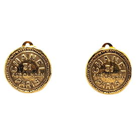 Chanel-Chanel Coco Mark Clip Earrings-Golden