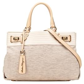 Salvatore Ferragamo-Salvatore Ferragamo Gancini Tote Bag-Beige