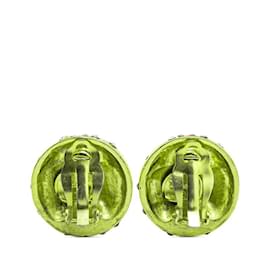 Chanel-Chanel Gold Plated Rhinestone Clip Earrings-Golden