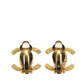 Chanel-Chanel Coco Mark Rhinestone Clip Earrings-Black,White,Golden