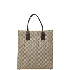 Gucci-Gucci GG Supreme Handbag Tote Bag-Brown,Beige