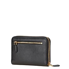 Prada-Prada Round Long Wallet in Black Leather-Black