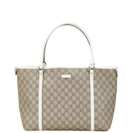 Gucci-Gucci GG Supreme Tote Bag-White,Beige