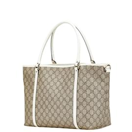 Gucci-Gucci GG Supreme Tote Bag-White,Beige