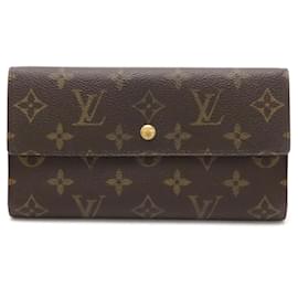 Louis Vuitton-Carteira longa dobrável Porte Tresor International Monogram Louis Vuitton-Marrom