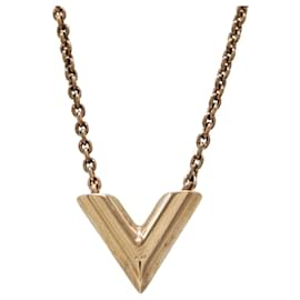 Louis Vuitton-Colar Pendente Essencial V em Ouro Rosa Louis Vuitton-Dourado