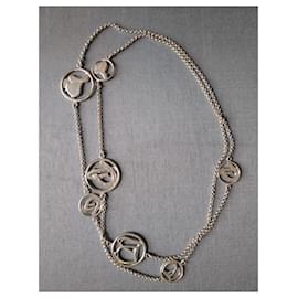 Hermès-questrian Necklace Silver 35" Long Belcher Chain Horseshoe-Silver hardware