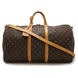 Louis Vuitton-Bolsa Boston Keepall Bandoulière 55 Monograma Louis Vuitton-Marrom
