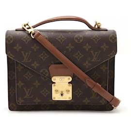 Louis Vuitton-Bolsa Clutch Montsouris 26 Monograma Louis Vuitton-Marrom