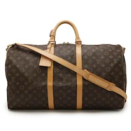 Louis Vuitton-Bolsa Boston Keepall Bandoulière 55 Monograma Louis Vuitton-Marrom,Monograma