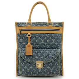 Louis Vuitton-Louis Vuitton Monogram Denim Flat Shopper Tote Bag-Blue,Monogram