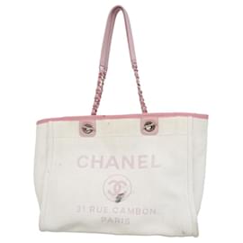 Chanel-Chanel Deauville Tote Bag-Pink,White