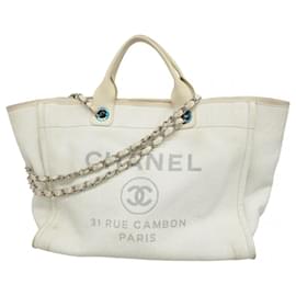 Chanel-Chanel Deauville Tote Bag-White