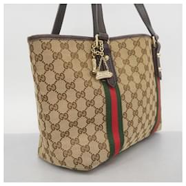 Gucci-Gucci Brown Tote Bag GG Canvas Sherry Line-Brown