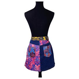 Saia Versace Jeans Couture com estampa patchwork floral Multicor