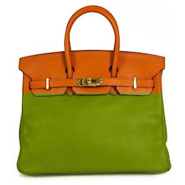 Hermès-Hermès Birkin 25cm Cuir Orange Quincaillerie Dorée Tampon 2016 X-Orange
