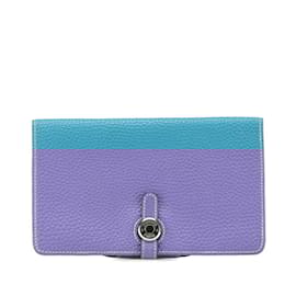 Hermès-Portefeuille long Billfold Hermes Dogon GM-Bleu