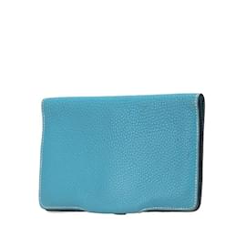 Hermès-Hermes Dogon GM Long Wallet Billfold-Blue