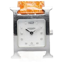 Hermès-Montre-bracelet en diamant Hermes Heure H-Orange
