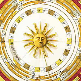 Hermès-Hermes Carre 90 DIES ET HORE Astrology Scarf-Red,Multiple colors