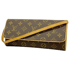 Louis Vuitton-Bolsa de Ombro Pochette Twin GM Monograma Louis Vuitton-Marrom