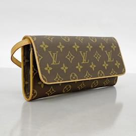 Louis Vuitton-Bolsa de Ombro Pochette Twin GM Monograma Louis Vuitton-Marrom