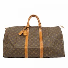 Louis Vuitton-Bolsa Boston Monogram Keepall 55 Louis Vuitton-Marrom