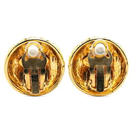 Chanel-Chanel Matelasse Coco Mark Gold Plated Clip Earrings-Golden