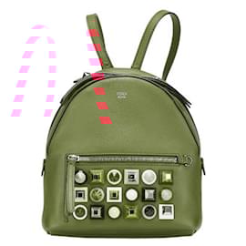 Fendi-Fendi Studded Chain Backpack-Red