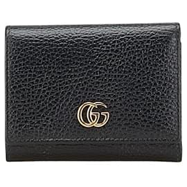 Gucci-Gucci GG Marmont Double G Tri-fold Compact Wallet-Black