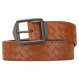 Cinturón de cuero marrón Intrecciato de Bottega Veneta Castaño