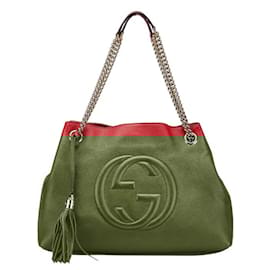 Gucci-Gucci Soho Interlocking G Chain Tote Bag-Red