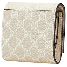 Gucci-Gucci GG Supreme Marmont Bi-fold Wallet-White,Beige