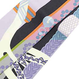 Hermès-Hermes Twilly Fantaisie d'Etriers Armor Fantasy Marine Scarf-Black,Multiple colors