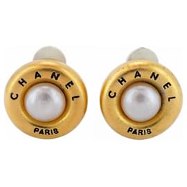 Chanel-Chanel Gold Plated Clip Earrings-Golden