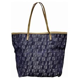 Fendi-Fendi Zucchino Tote Bag-Navy blue