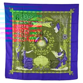Hermès-Hermes Carré 90 Scarf-Bleu,Multicolore