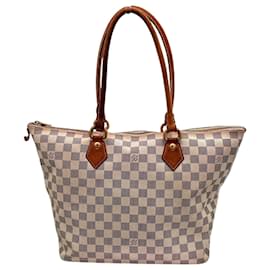 Louis Vuitton-Bolsa de Ombro Louis Vuitton Damier Azur Saleya MM-Branco